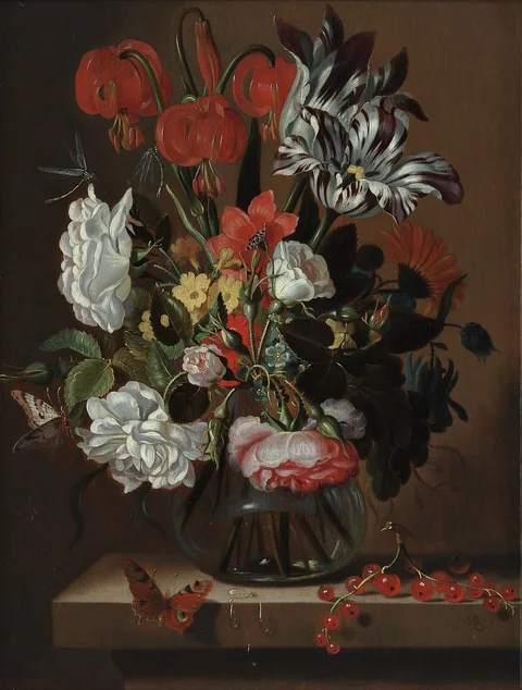 Jacob Marrel, Flowers in a glass vase