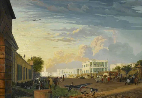 James Baillie Fraser, View up Old Court House Street towards St Andrew’s Church, Calcutta