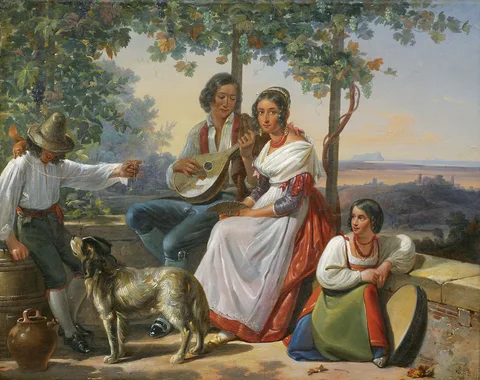 Ludwig Vogel, Genre scene in Italian landscape