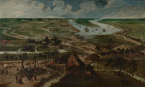 Abel Grimmer, The Eel Huts in the Antwerp Polder outside the Lillo or Slijk Gate