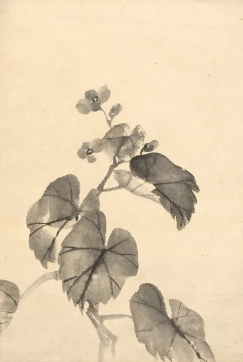 Kōno Bairei, Branch of Begonia in Bloom