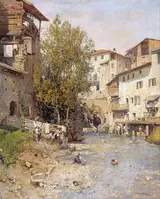 Mariano Barbasán Lagueruela, Landscape with a Village on the Outskirts of Rome