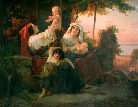 Julius Schrader, Italian Women in a Vineyard near Rome
