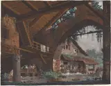 Caspar Wolf, Architectural Fantasy of Antique Ruins with a Watermill