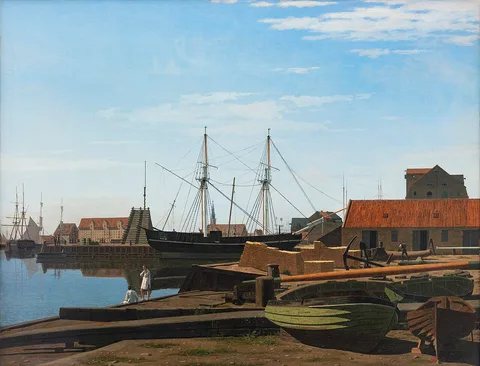 Carl Dahl, View of Larsen Square near Copenhagen Harbor