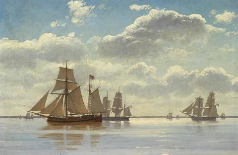 Carl Dahl, Sailing ships at sea on a sunny day.