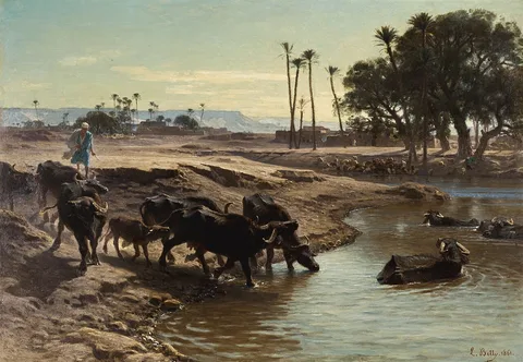 Léon Belly, Buffaloes Bathing in the Nile
