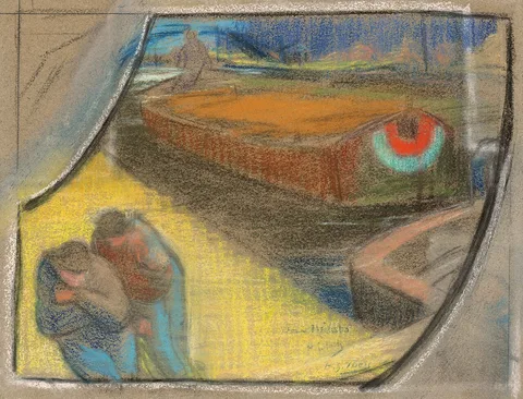 Henri Gabriel Ibels, Men Towing a Barge [Study for Boubourouche]