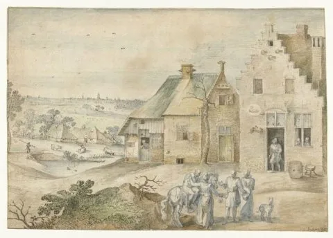 Jacob Grimmer, Landschap met de barmhartige Samaritaan