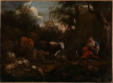 Jan van Gool, Mountain Landscape with Resting Woman