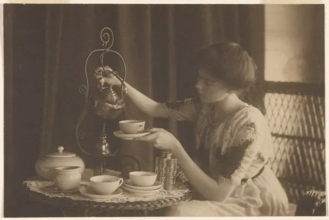 Alice Barber Stephens, [Woman pouring tea]