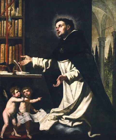Jacopo Vignali, St. Thomas Aquinas in Ecstacy in His Library with Two Angels