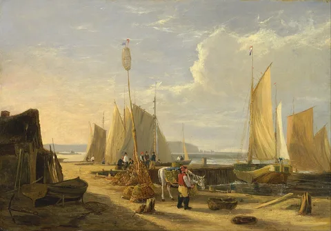 George Vincent, A Harbor Scene in the Isle of Wight, Looking Towards the Needle