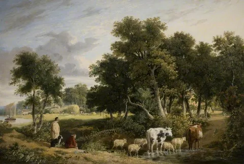 George Vincent, Landscape  - Cattle Crossing A Stream