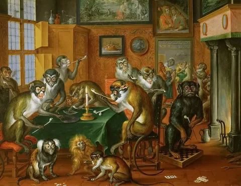 Abraham Teniers, Tabakskollegium with monkeys