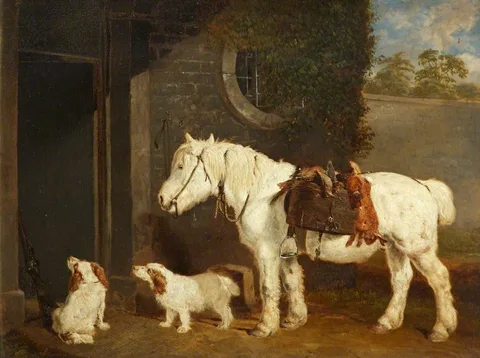 Abraham Cooper, 'Scrub', a Shooting Pony, aged 30 and two Clumber Spaniels