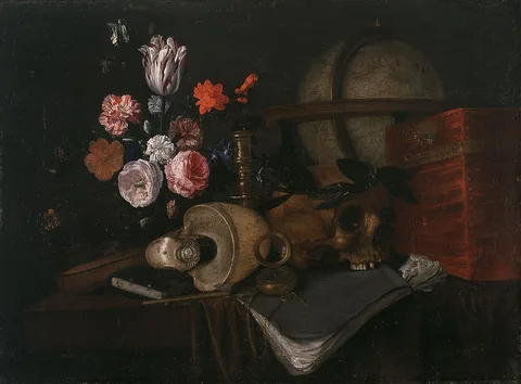 Alexander Coosemans, Vanitas with a bouquet