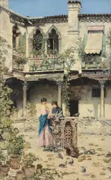 José Gallegos y Arnosa, Feeding the pigeons