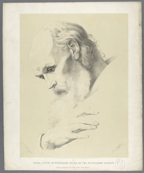 Ernst Deger, Academic print: head of a bearded man