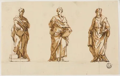 John Michael Rysbrack, Three Studies for Statue of John Locke