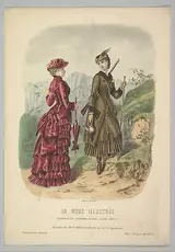 Adele-Anais Toudouze, A Lady in a Hunting Costume with a Lady in Walking Costume on a Mountain Path from La Mode Illustrée