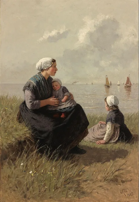 David Adolph Constanz Artz, Fisherman's Wife with Children on a Dune
