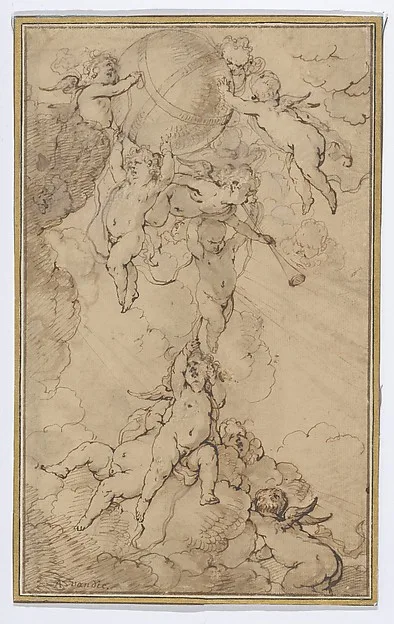 Jan Thomas van Ieperen, Putti in Clouds, Supporting a Globe