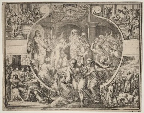 Romeyn de Hooghe, Raising of Lazarus with Scenes from the Life of Christ