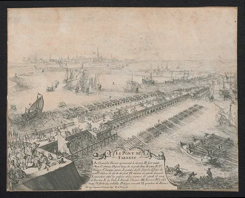Romeyn de Hooghe, De schipbrug van Parma over de Schelde