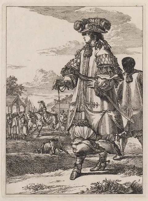 Romeyn de Hooghe, Figures à la mode, Captain with African Servant