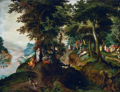 Gillis Mostaert, Sermon of St. John - Landscape with St. John preaching