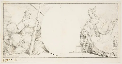 Francesco Zugno, Allegorical Figures of Religion and Venice Flanking an Empty Cartouche
