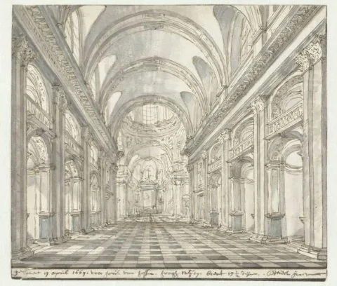 Daniël de Blieck, Interieur van een barokke kerk (Sint Pieter, Rome?)
