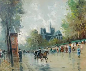 Giuseppe De Sanctis, Scene near Notre Dame