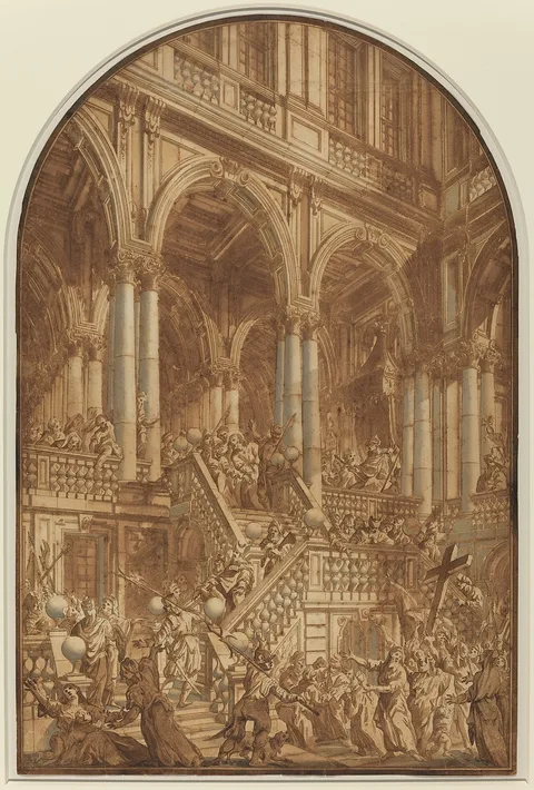 Giuseppe Galli da Bibbiena, Christ Led Captive from a Palace