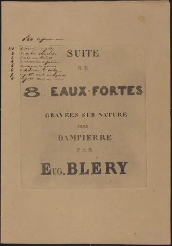 Eugène Blery, 8 Eaux-Fortes Gravées sur Nature