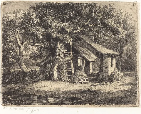 Eugène Blery, La chaumière au poirier (Cottage with Pear Tree)
