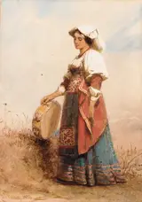 Carl Haag, An Italian woman holding a tambourine