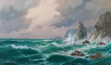 Max Jensen, Stormy Sea before a Rocky Coast