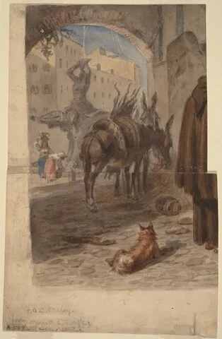 F. O. C. Darley, Bernini Fountain, Rome [recto]