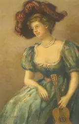 Ruth Payne Burgess, Young Woman with Violin and Hat