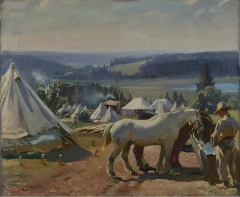 Alfred Munnings, Camp at Malbuisson Near Pontarlier