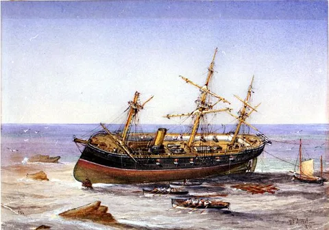 William Frederick Mitchell, HMS Blanche (1867) aground