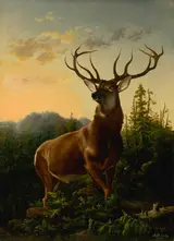 Sándor Brodszky, Deer in Forest Landscape