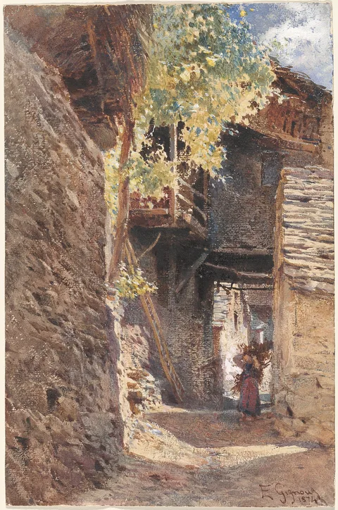 Eugenio Gignous, A Village Street in Northern Italy