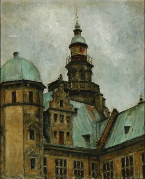 Svend Hammershøi, The lighthouse at Kronborg, Elsinore, seen from the courtyard.