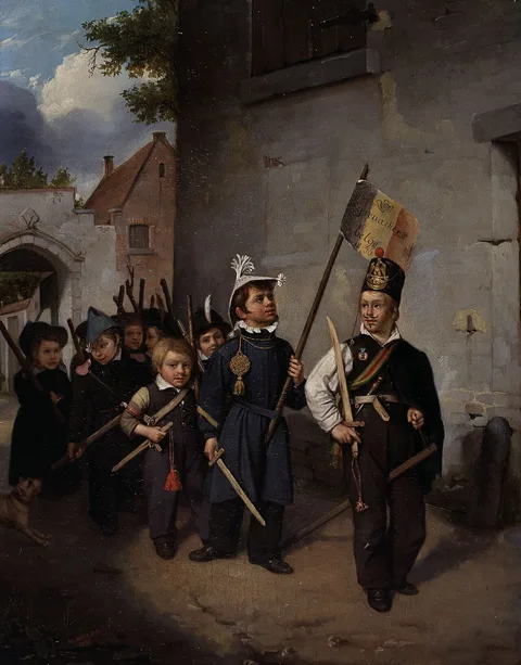 Hendrick Joseph Dillens, Children Playing Soldier