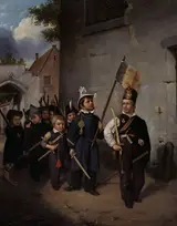 Hendrick Joseph Dillens, Children Playing Soldier