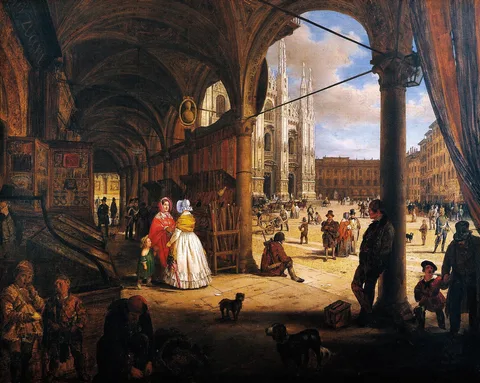 Angelo Inganni, Piazza Duomo in Milan