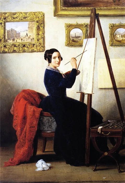 Angelo Inganni, Portrait of Amanzia Guérillot in the Studio (1847-48)